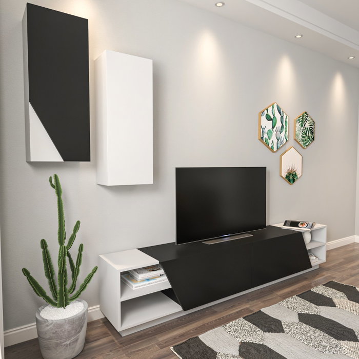 Hanah Home Mueble de TV Zebra Blanco y Negro